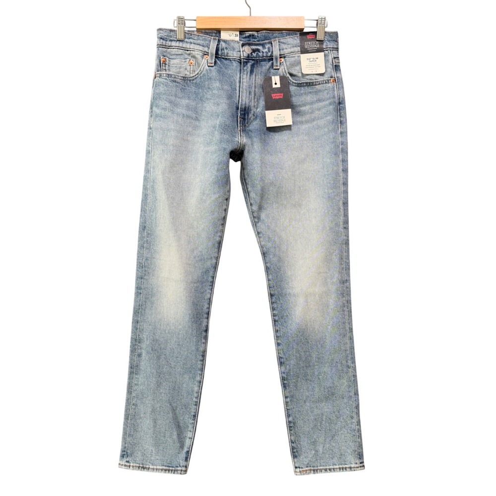 Levis 512 Jeans 30x30 Selvedge Mens Slim Taper Light Wash Stretch Denim